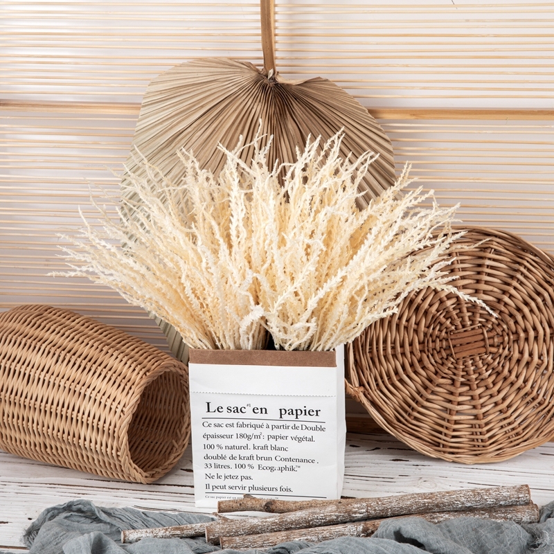 YC1085 Artificial Flower Plant Flocked Trident Leaf Grass Handles Hot Selling Decorative Flowers and Plants