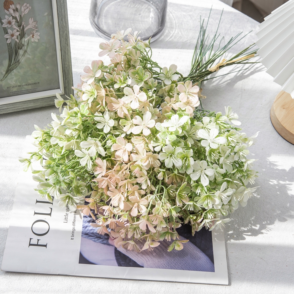 YC1068 Wholesale Cheap in Bulk Artificial Plastic Plum Grass Green Plant Bunch for Home Party Garden Wedding Decoration