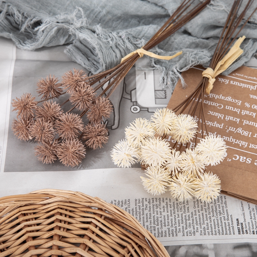 YC1081 Hot Selling 12 heads Artificial Flower Plastic Thorn Ball Bundle for Wedding Party Event Decoration