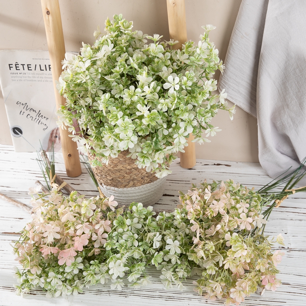YC1068 Wholesale Cheap in Bulk Artificial Plastic Plum Grass Green Plant Bunch for Home Party Garden Wedding Decoration