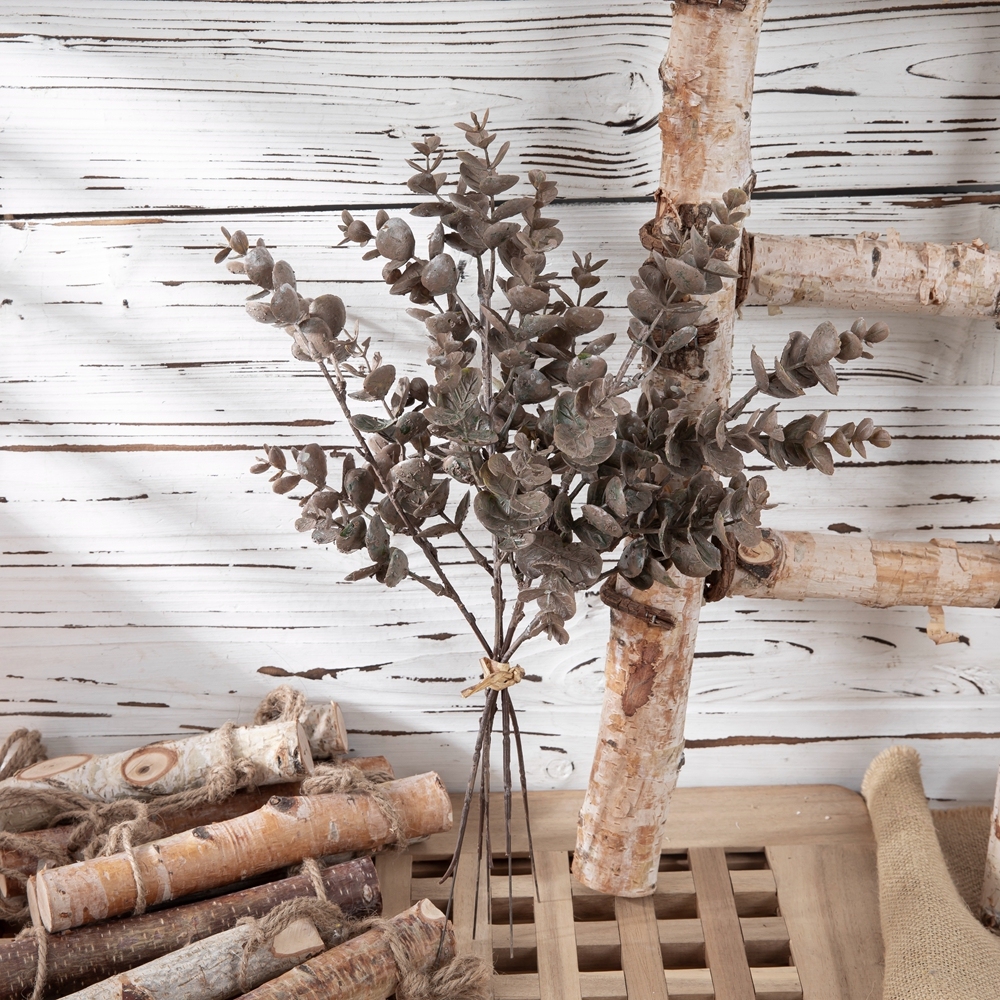 YC1087 Wholesale Chinese Supply Artificial Plastic Eucalyptus Greenery With 5 Branches For Indoor Weeding Decoration