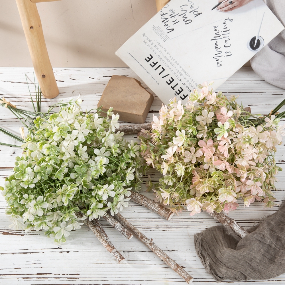 YC1068 Wholesale Cheap in Bulk Artificial Plastic Plum Grass Green Plant Bunch for Home Party Garden Wedding Decoration