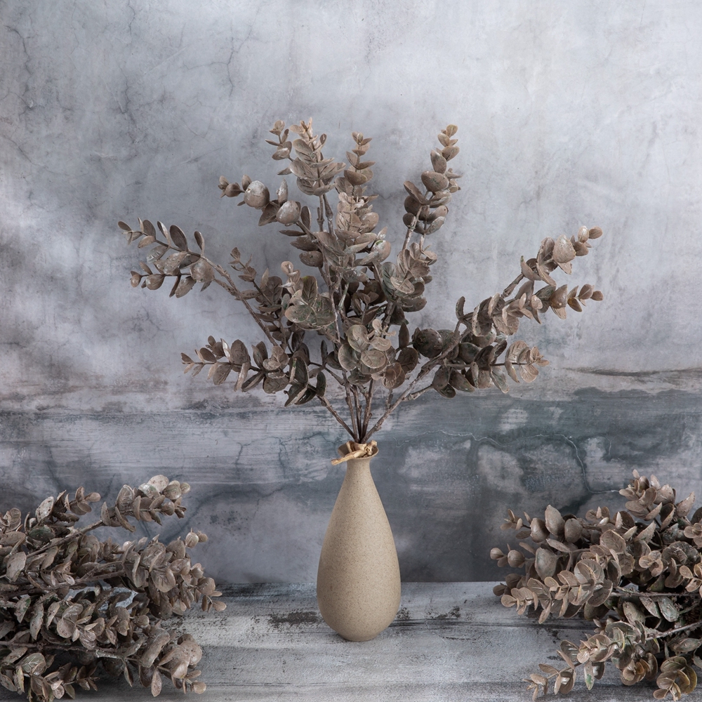 YC1087 Wholesale Chinese Supply Artificial Plastic Eucalyptus Greenery With 5 Branches For Indoor Weeding Decoration