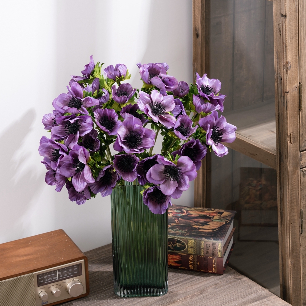 YC1065 Silk Purple 3-heads Camellia Branch For DIY Wedding Shower Centerpieces Arrangements Party Tables Decor