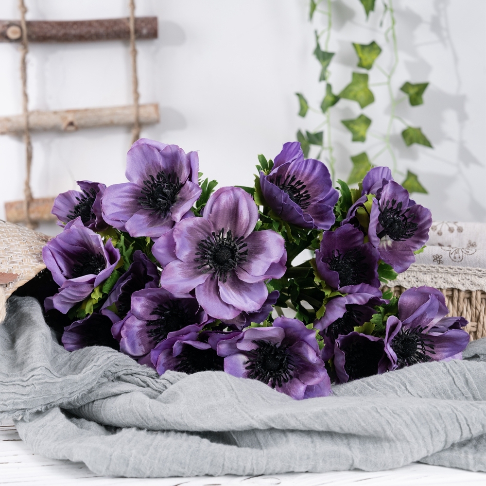 YC1065 Silk Purple 3-heads Camellia Branch For DIY Wedding Shower Centerpieces Arrangements Party Tables Decor