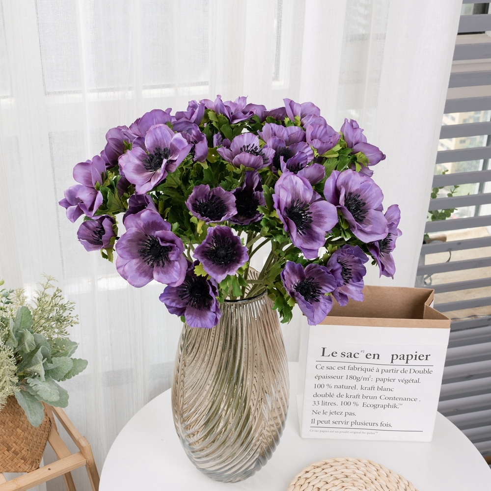 YC1065 Silk Purple 3-heads Camellia Branch For DIY Wedding Shower Centerpieces Arrangements Party Tables Decor
