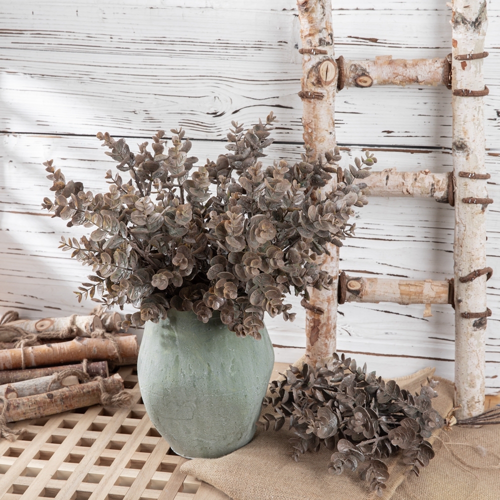 YC1087 Wholesale Chinese Supply Artificial Plastic Eucalyptus Greenery With 5 Branches For Indoor Weeding Decoration