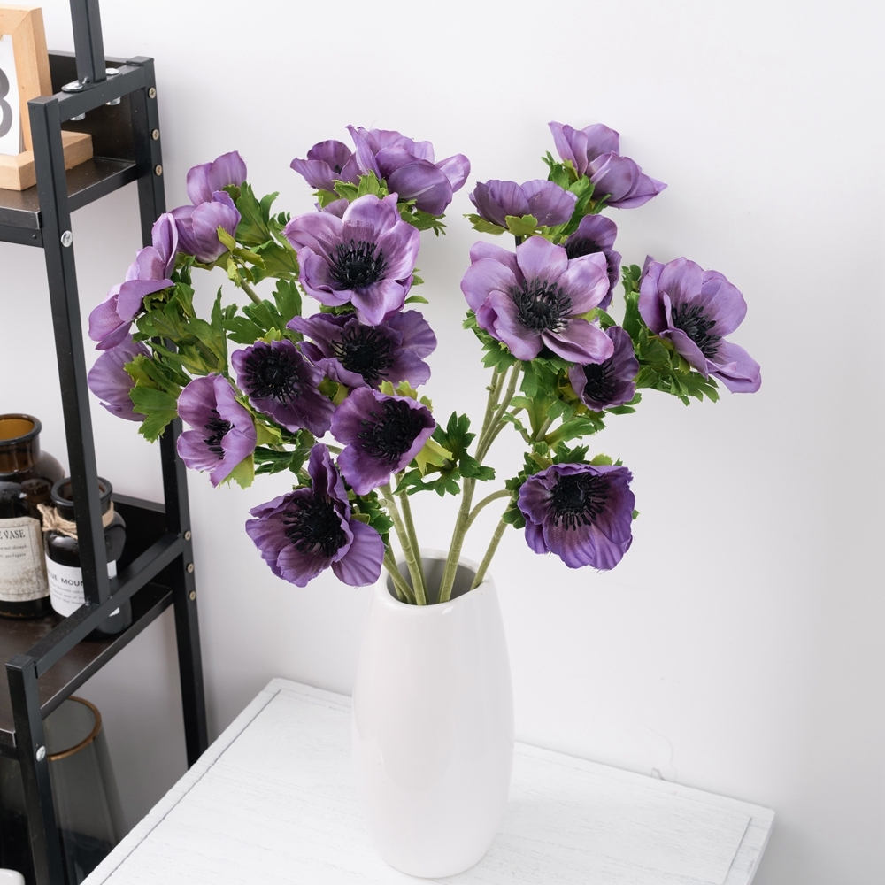 YC1065 Silk Purple 3-heads Camellia Branch For DIY Wedding Shower Centerpieces Arrangements Party Tables Decor