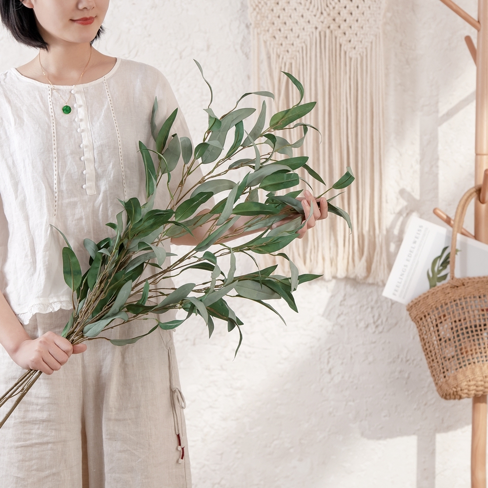 YC1066 New Design Artificial Flower Plant Artificial Silk Willow Leaves For Bridal Bouquet