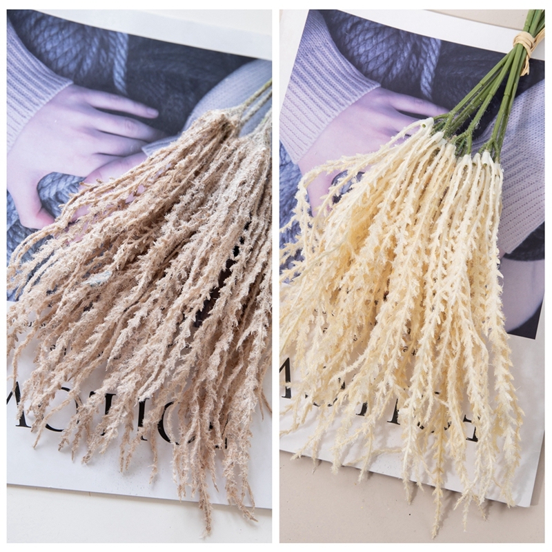 YC1085 Artificial Flower Plant Flocked Trident Leaf Grass Handles Hot Selling Decorative Flowers and Plants