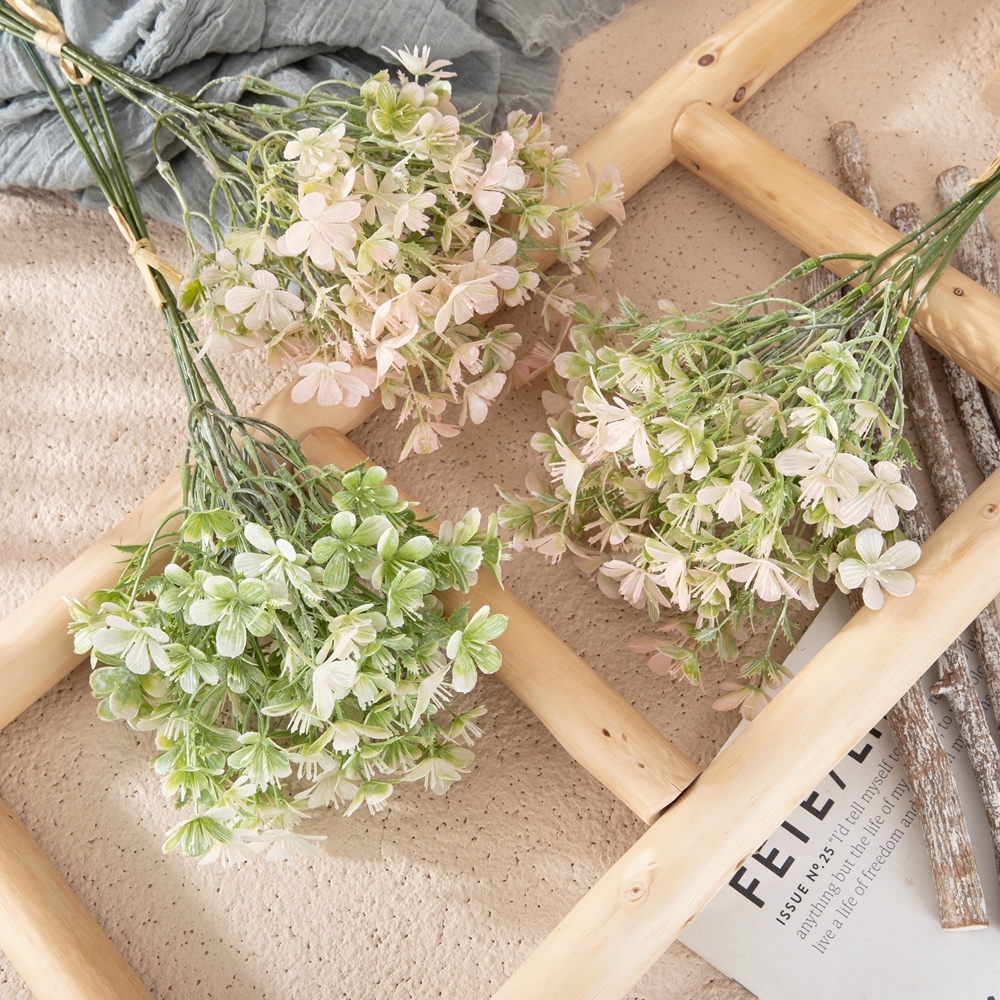 YC1068 Wholesale Cheap in Bulk Artificial Plastic Plum Grass Green Plant Bunch for Home Party Garden Wedding Decoration
