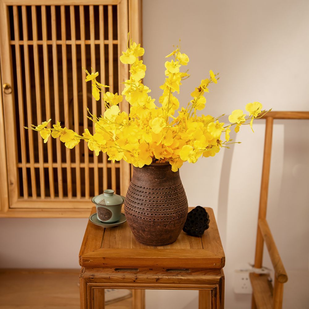 MW32101 Realistic Artificial Flower Yellow Dancing Orchid For Festive Decorations