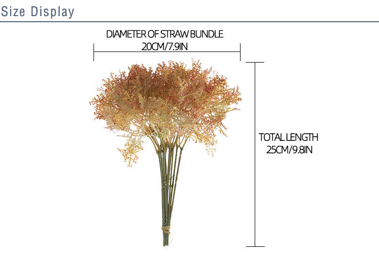 YC1100 Plastic 2-prong Mist Grass Bunch Artificial Plant Rime Bouquet for Home Backdrop Outdoor Event Flower Arrangement Decor