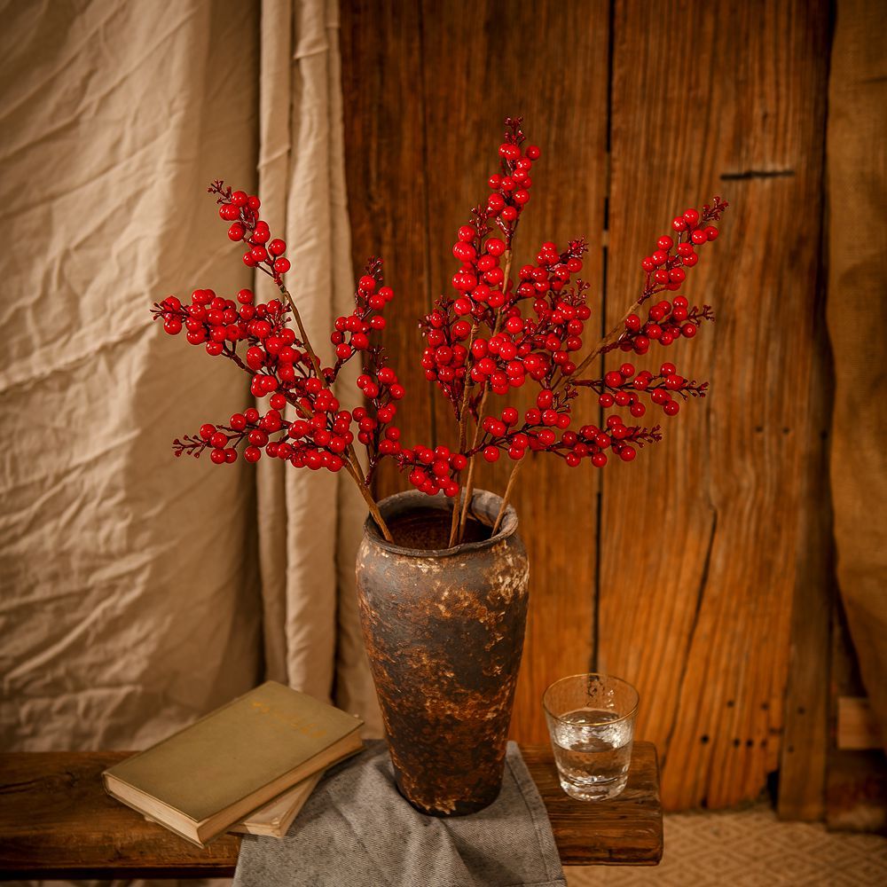 MW61211 Popular artificial flower berry Foam Red Berry Single Stem For Festive Decorations