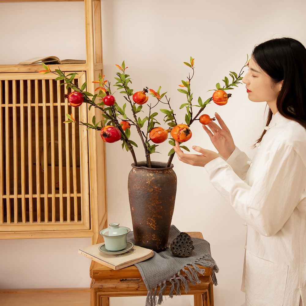 MW25588 Popular simulation flower cracking foam pomegranate branch For Flower Wall Backdrop