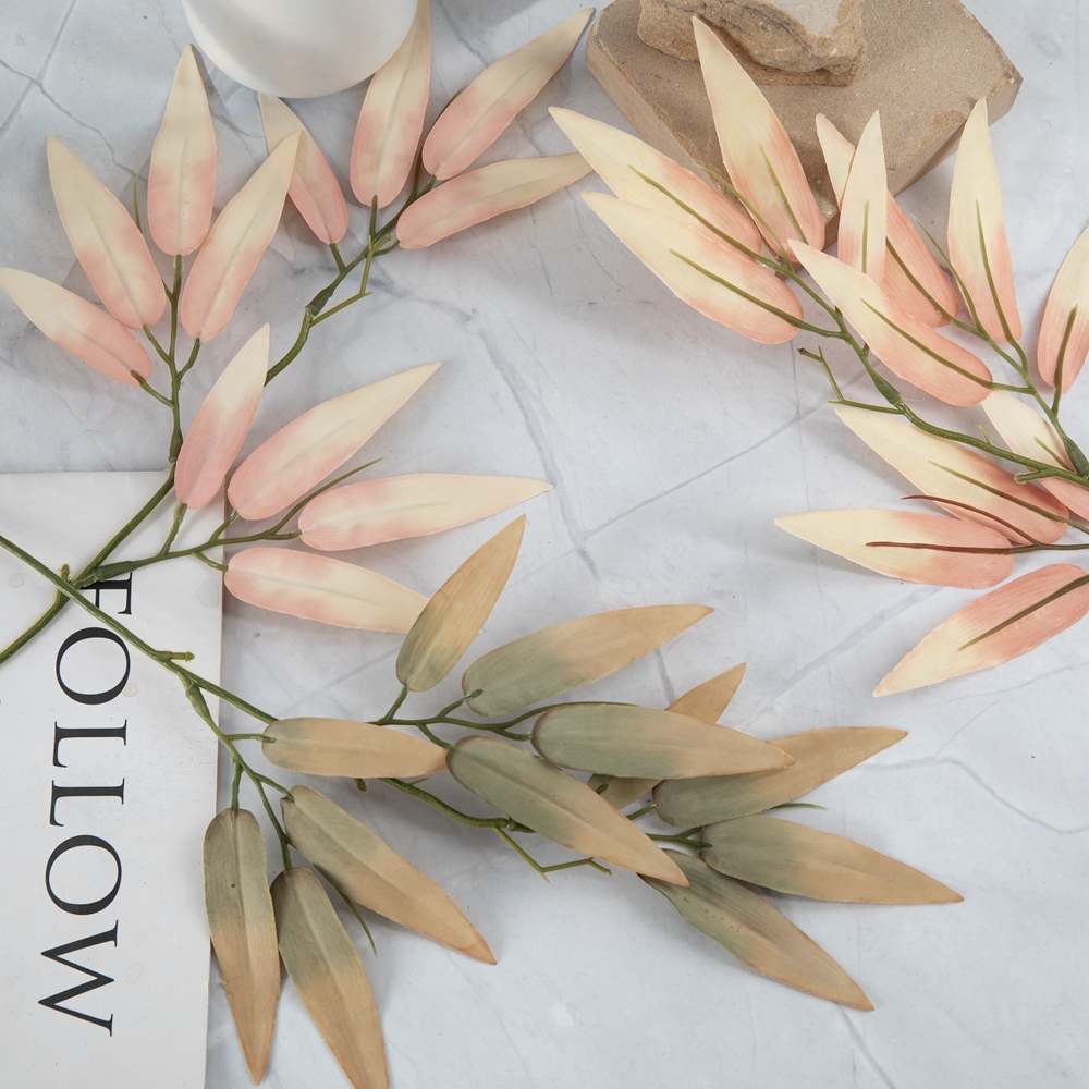 YC1095 Wholesale White Fabric Bamboo Leaf Bunch Height 31.5cm for Home Party Wedding Decoration
