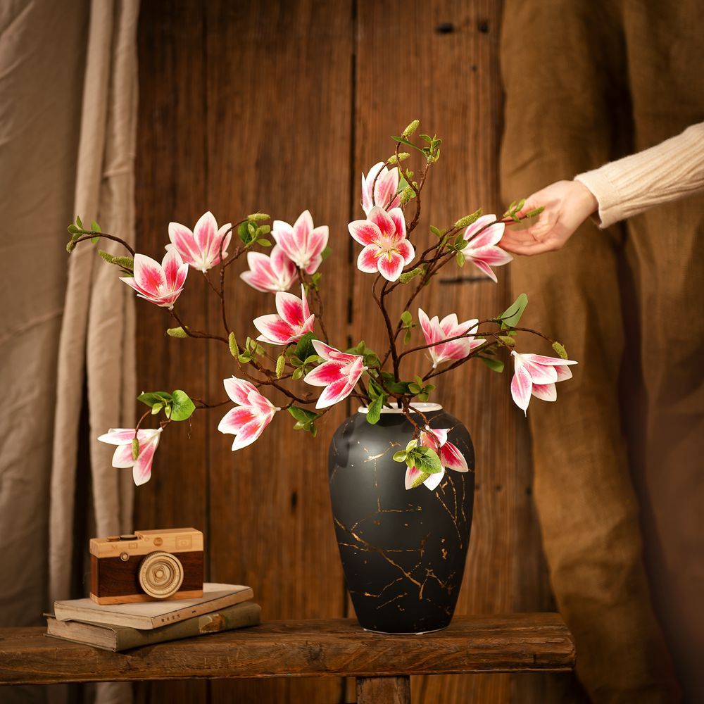 MW46601 Wholesale Artificial Flower Magnolia Long Branches Factory Direct Sale Silk Flowers for Wedding Home Party Decoration