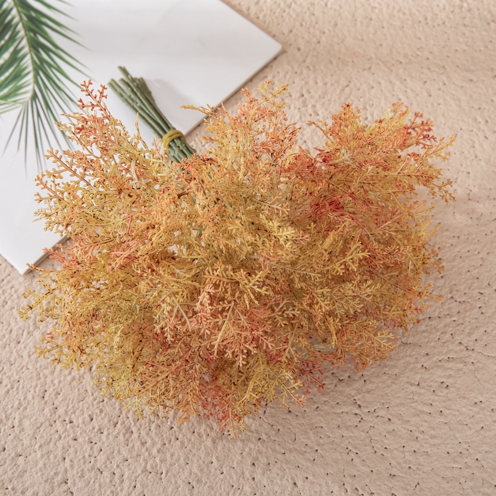 YC1100 Plastic 2-prong Mist Grass Bunch Artificial Plant Rime Bouquet for Home Backdrop Outdoor Event Flower Arrangement Decor