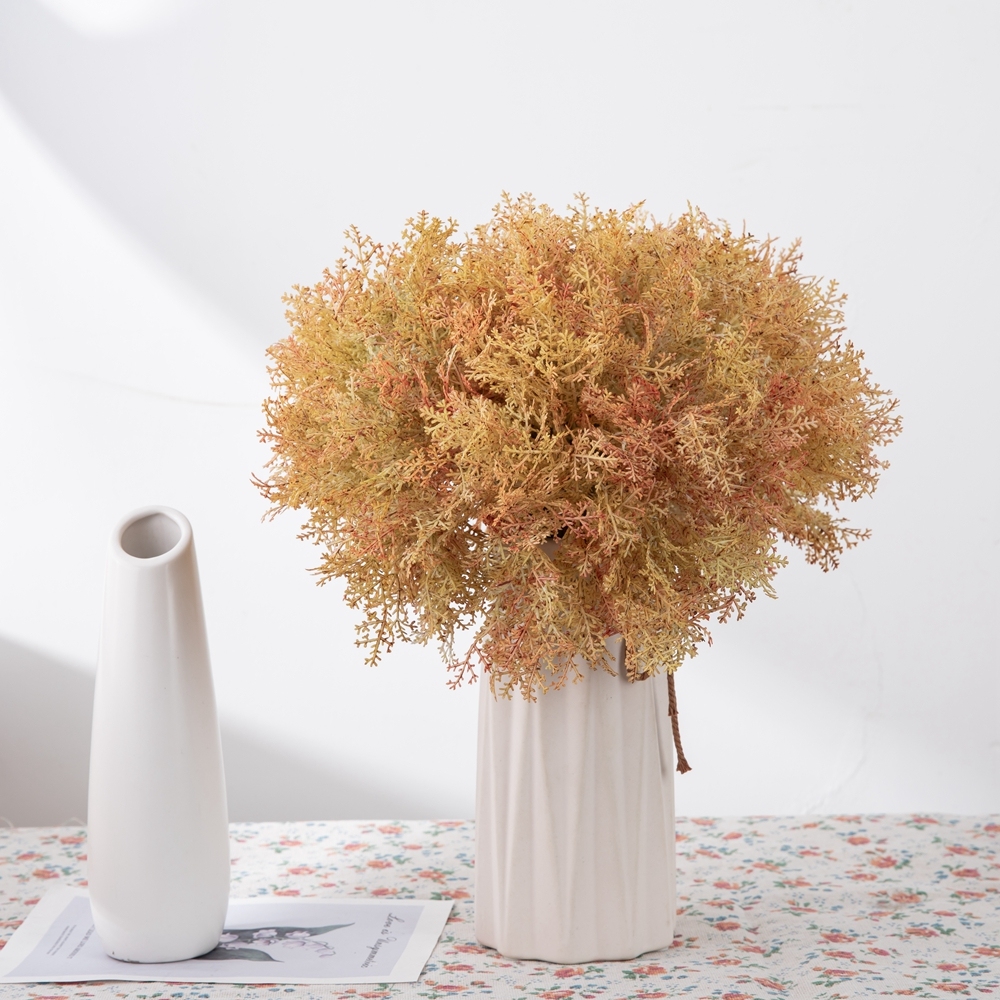 YC1100 Plastic 2-prong Mist Grass Bunch Artificial Plant Rime Bouquet for Home Backdrop Outdoor Event Flower Arrangement Decor