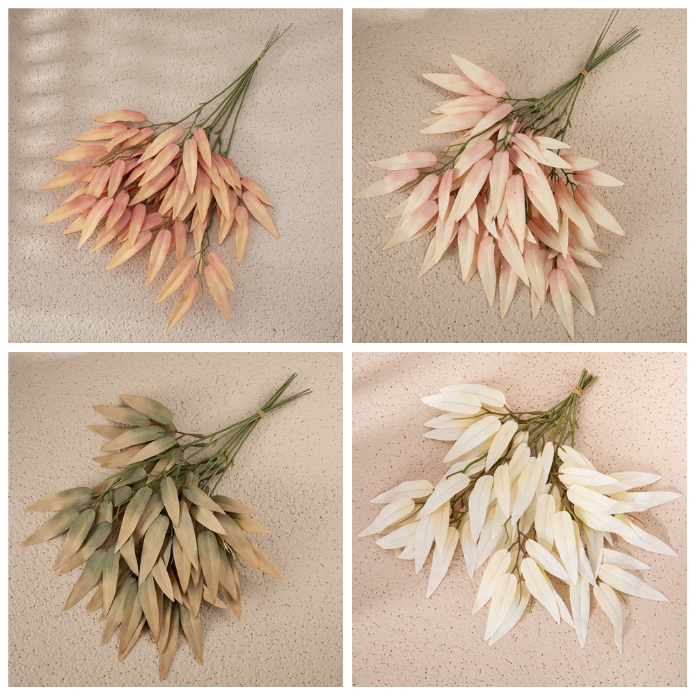 YC1095 Wholesale White Fabric Bamboo Leaf Bunch Height 31.5cm for Home Party Wedding Decoration