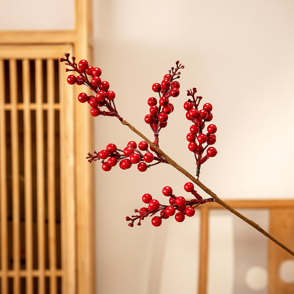MW61211 Popular artificial flower berry Foam Red Berry Single Stem For Festive Decorations
