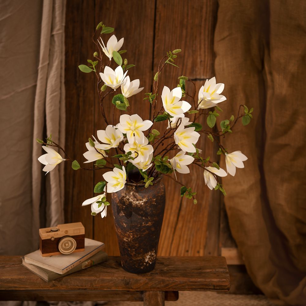 MW46601 Wholesale Artificial Flower Magnolia Long Branches Factory Direct Sale Silk Flowers for Wedding Home Party Decoration