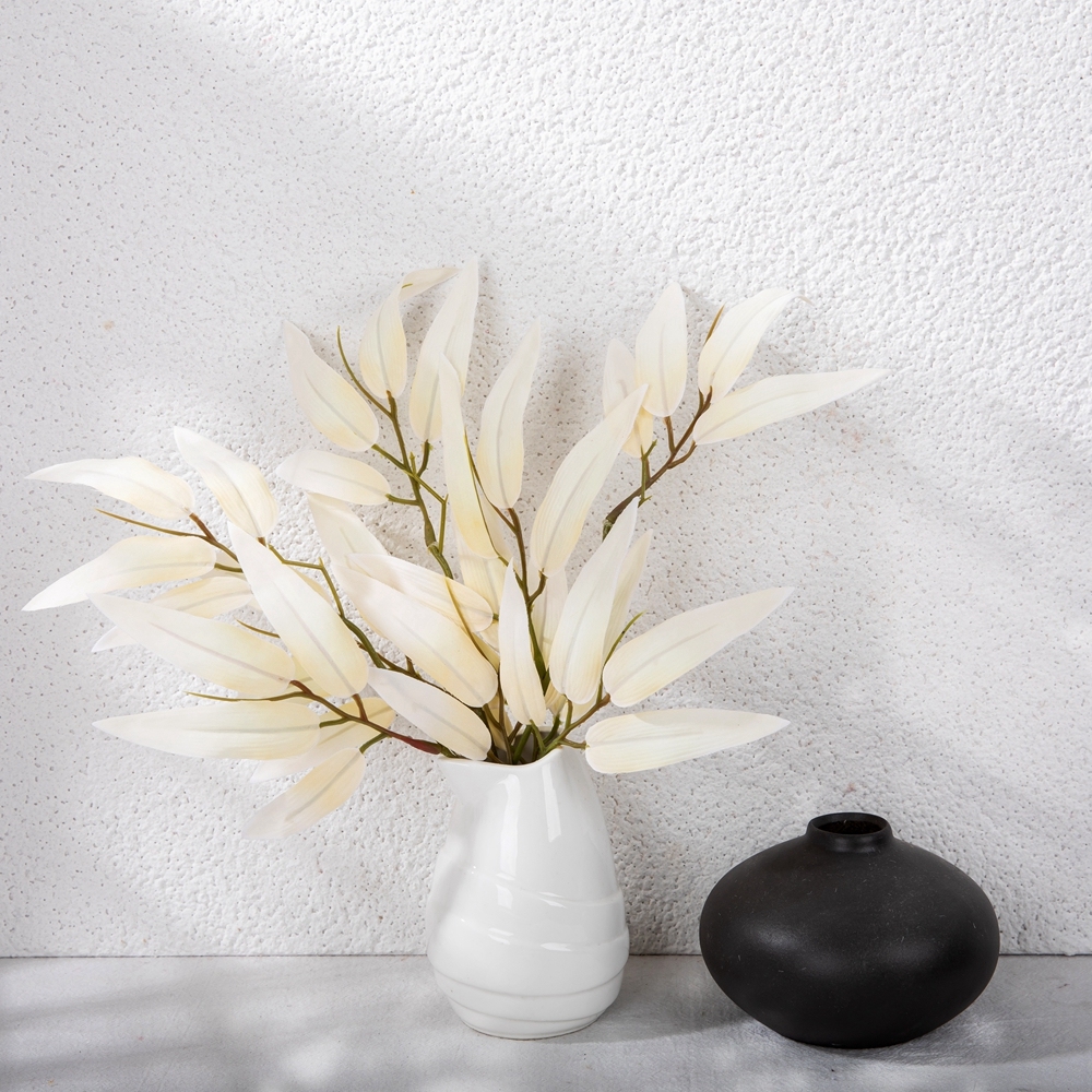 YC1095 Wholesale White Fabric Bamboo Leaf Bunch Height 31.5cm for Home Party Wedding Decoration