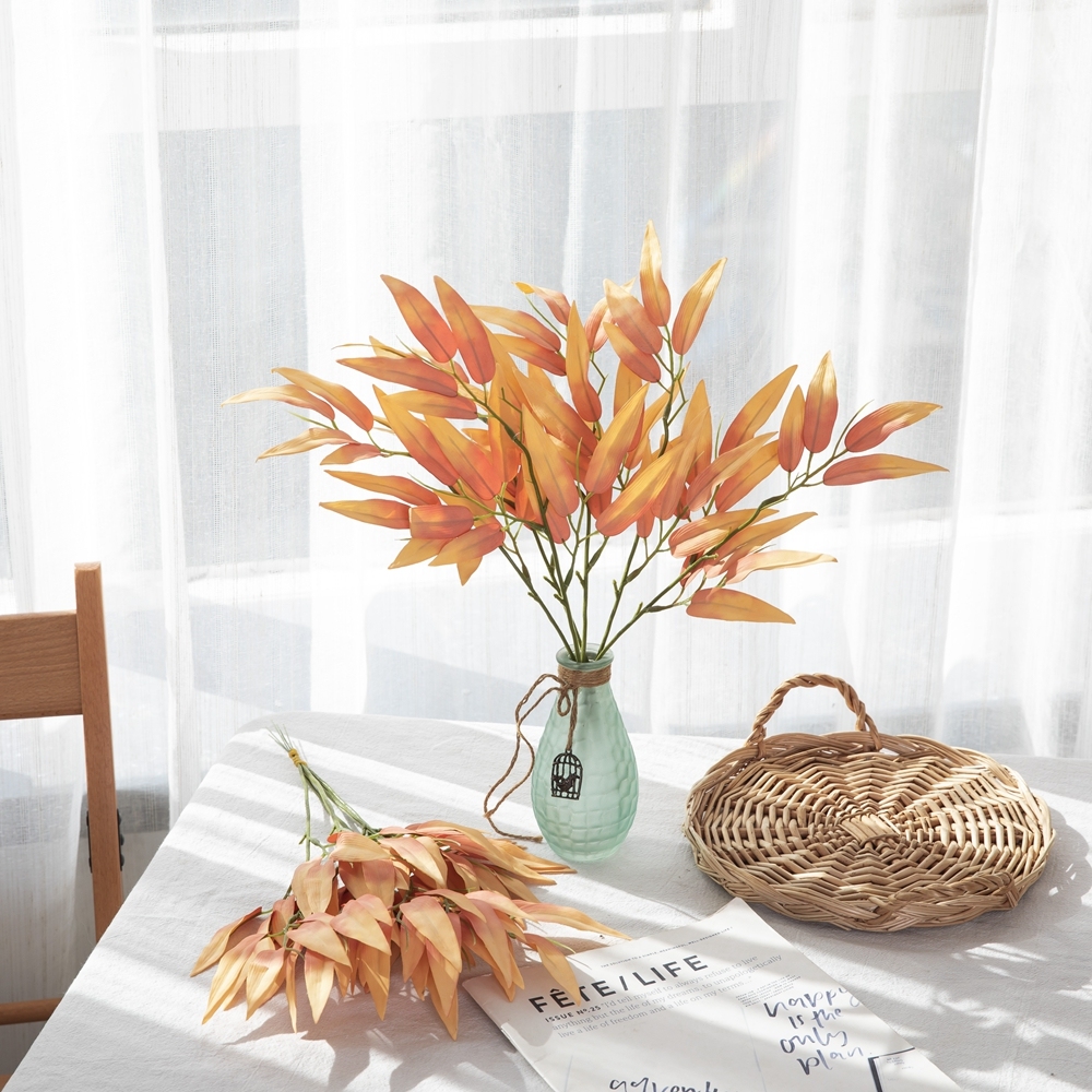 YC1095 Wholesale White Fabric Bamboo Leaf Bunch Height 31.5cm for Home Party Wedding Decoration