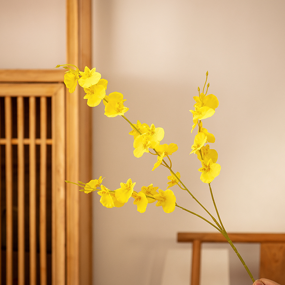 MW32101 Realistic Artificial Flower Yellow Dancing Orchid For Festive Decorations