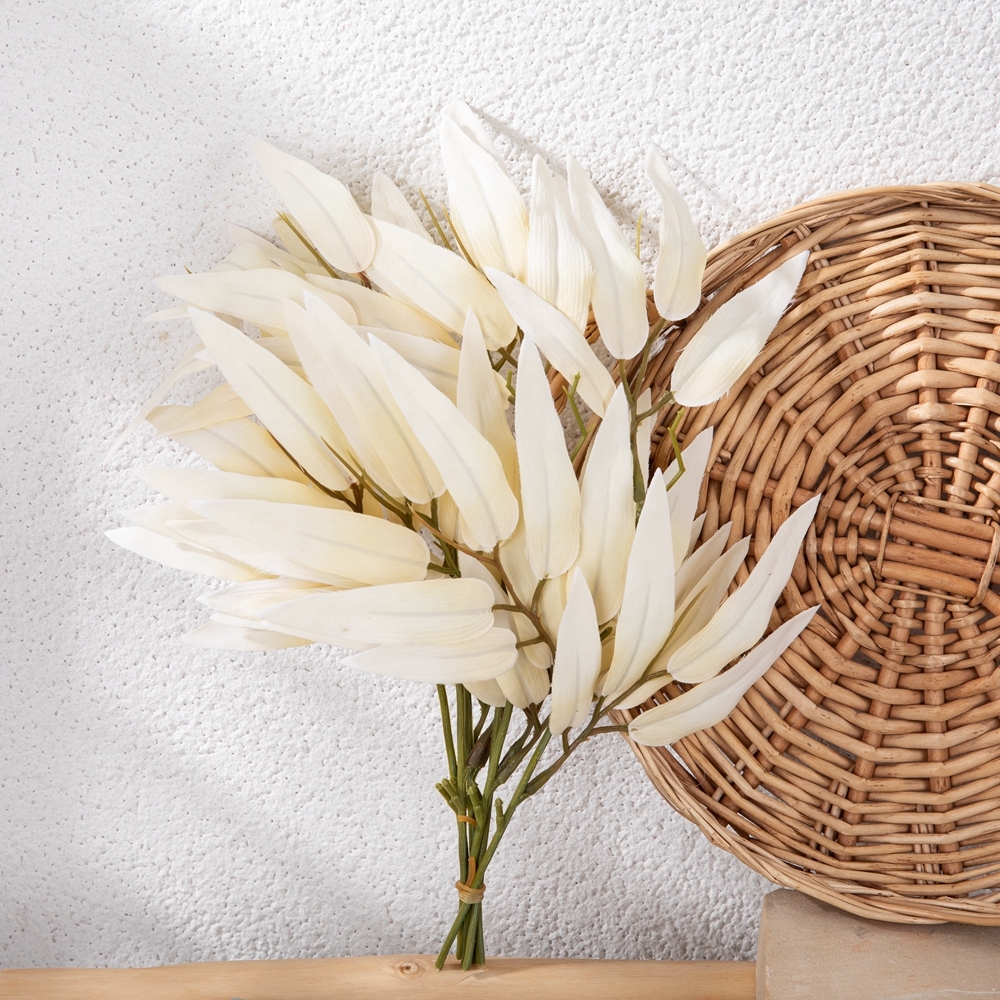 YC1095 Wholesale White Fabric Bamboo Leaf Bunch Height 31.5cm for Home Party Wedding Decoration