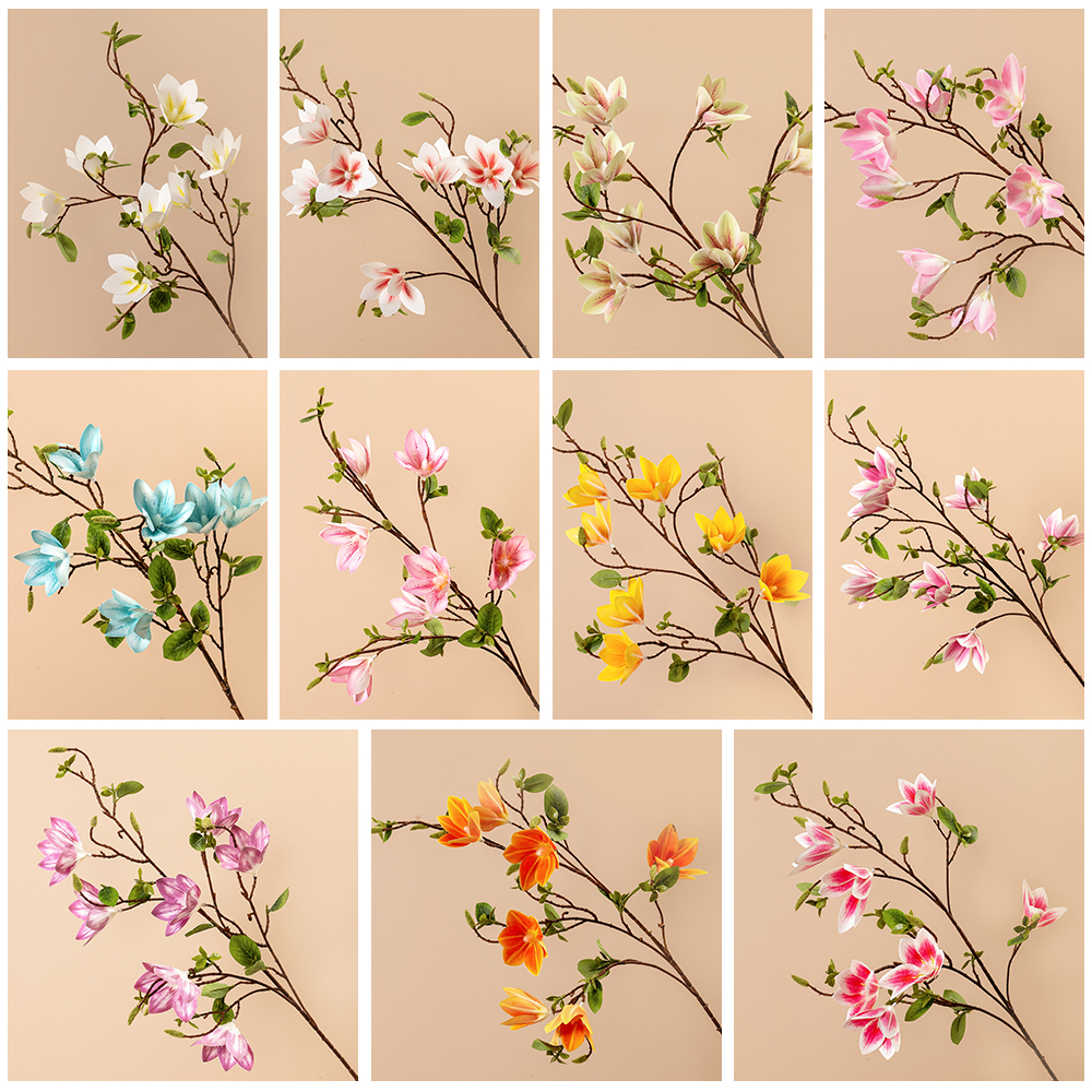 MW46601 Wholesale Artificial Flower Magnolia Long Branches Factory Direct Sale Silk Flowers for Wedding Home Party Decoration