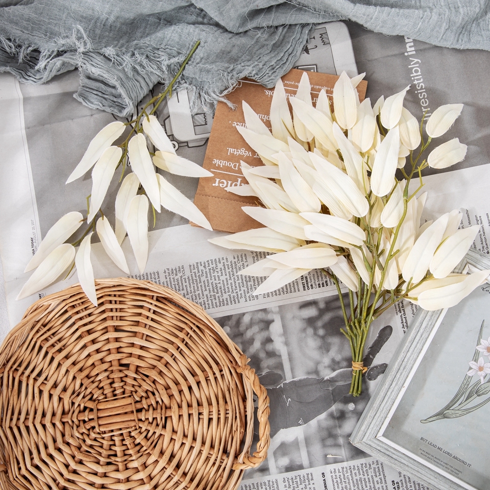 YC1095 Wholesale White Fabric Bamboo Leaf Bunch Height 31.5cm for Home Party Wedding Decoration