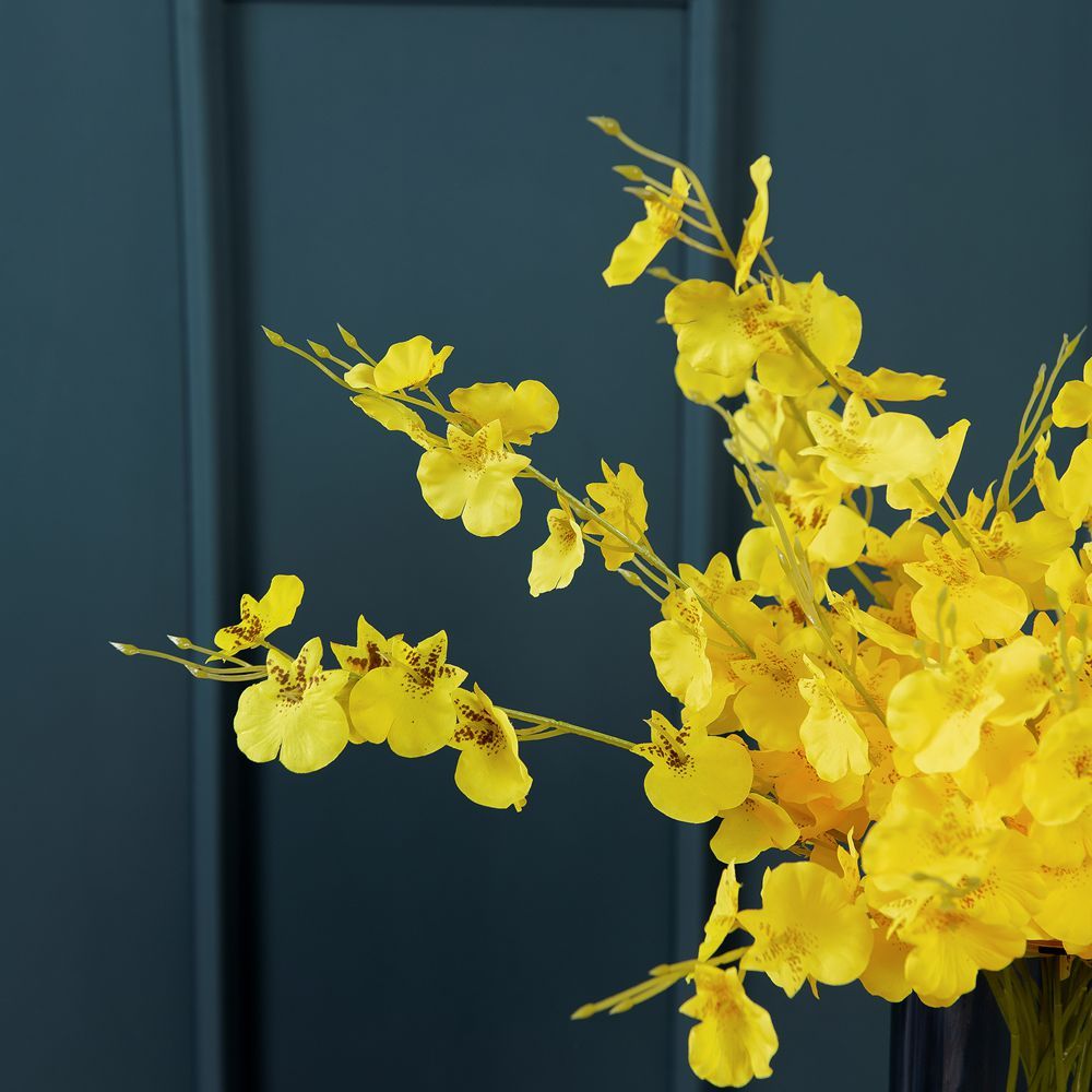 MW32101 Realistic Artificial Flower Yellow Dancing Orchid For Festive Decorations