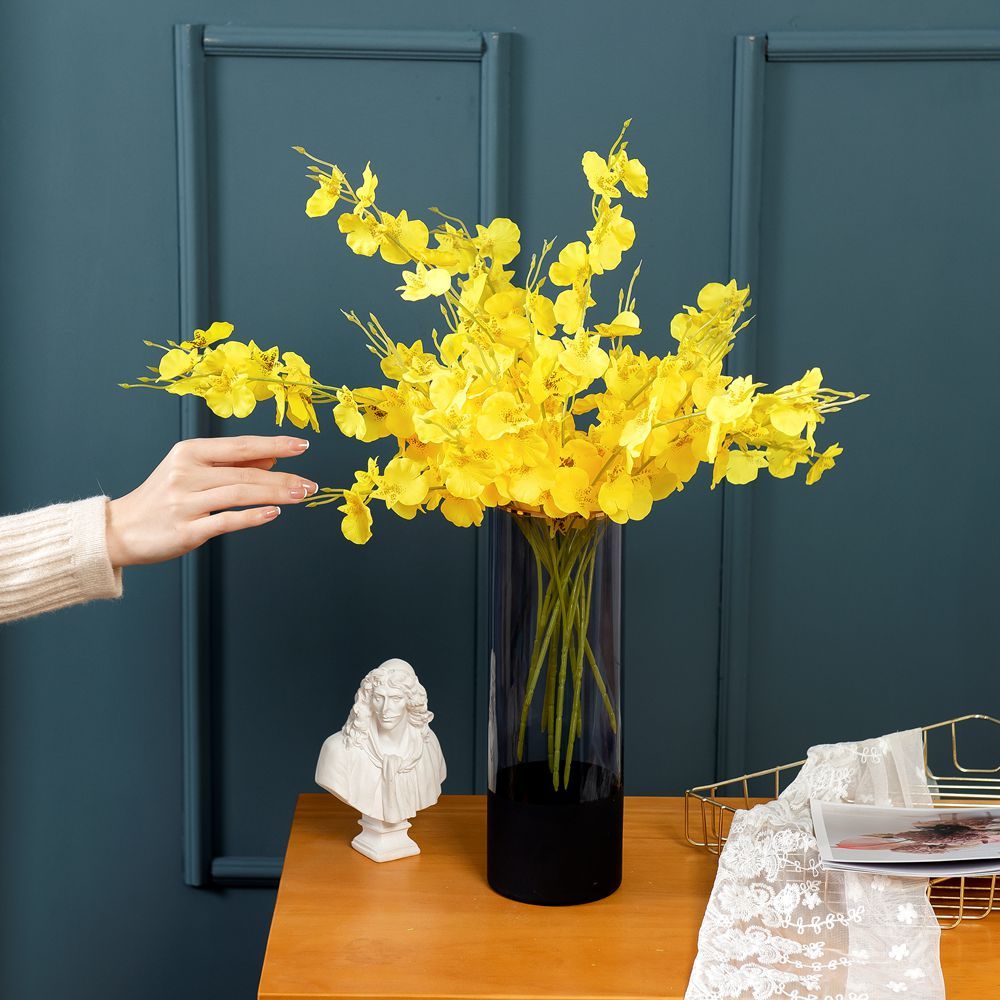 MW32101 Realistic Artificial Flower Yellow Dancing Orchid For Festive Decorations
