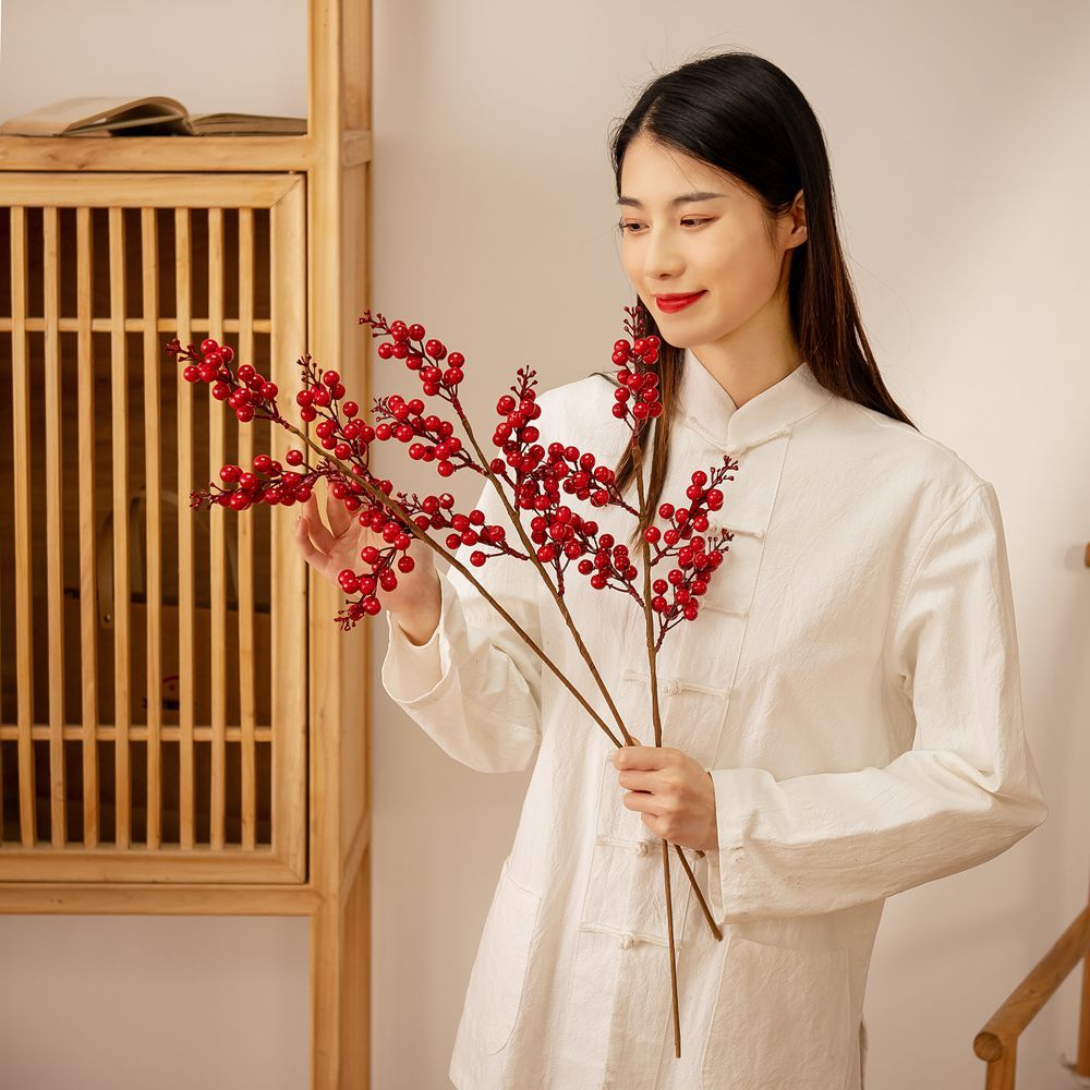 MW61211 Popular artificial flower berry Foam Red Berry Single Stem For Festive Decorations