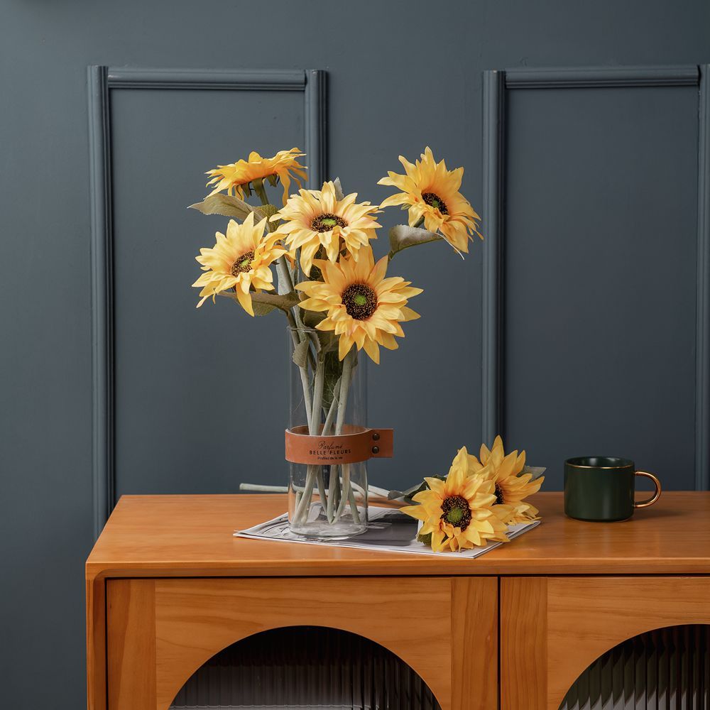 MW33712 Factory Direct Sale Artificial Flower White Artificial Silk Sunflower For Flower Wall Backdrop
