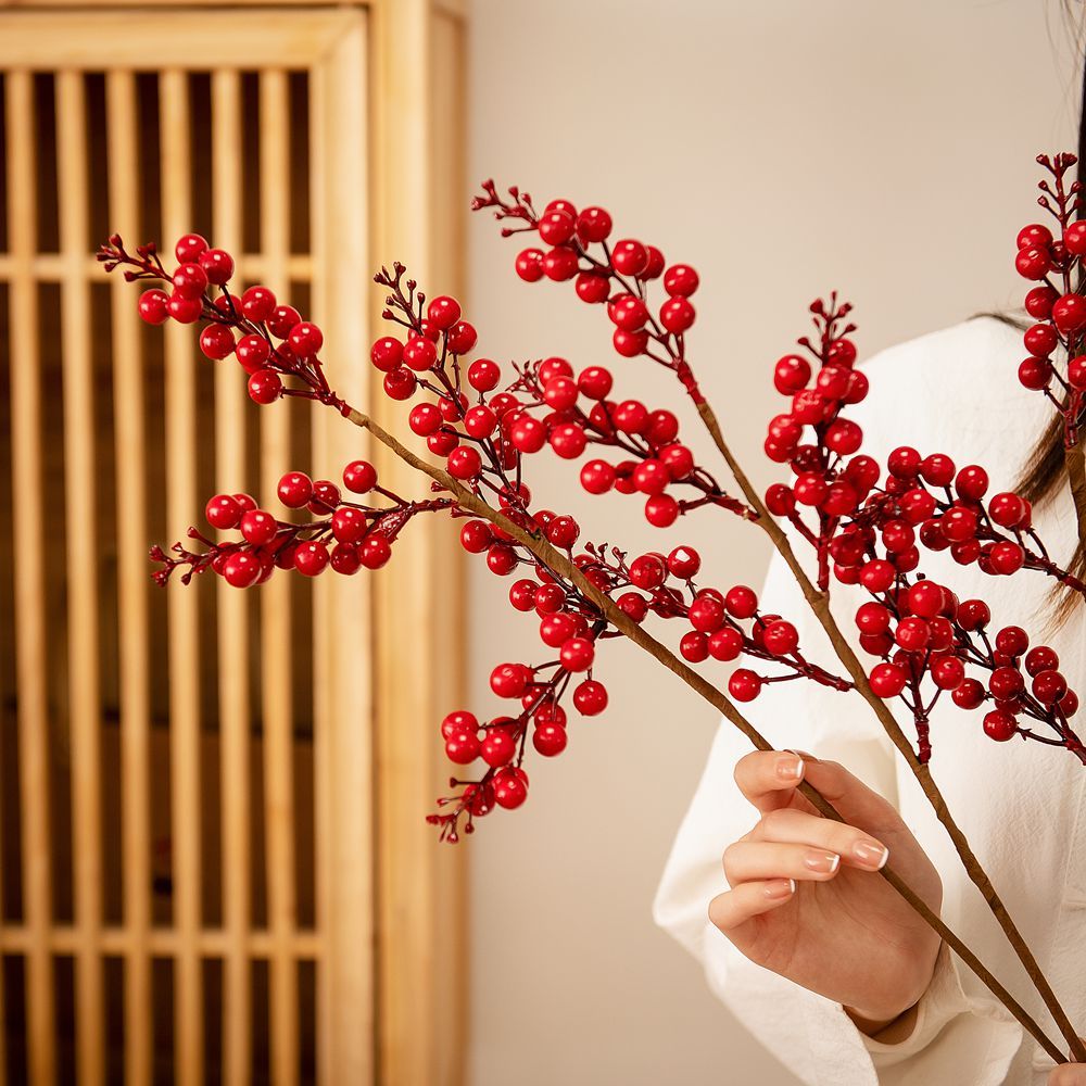 MW61211 Popular artificial flower berry Foam Red Berry Single Stem For Festive Decorations