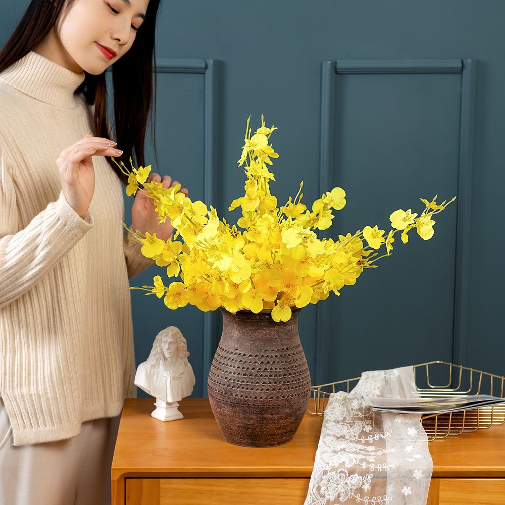 MW32101 Realistic Artificial Flower Yellow Dancing Orchid For Festive Decorations