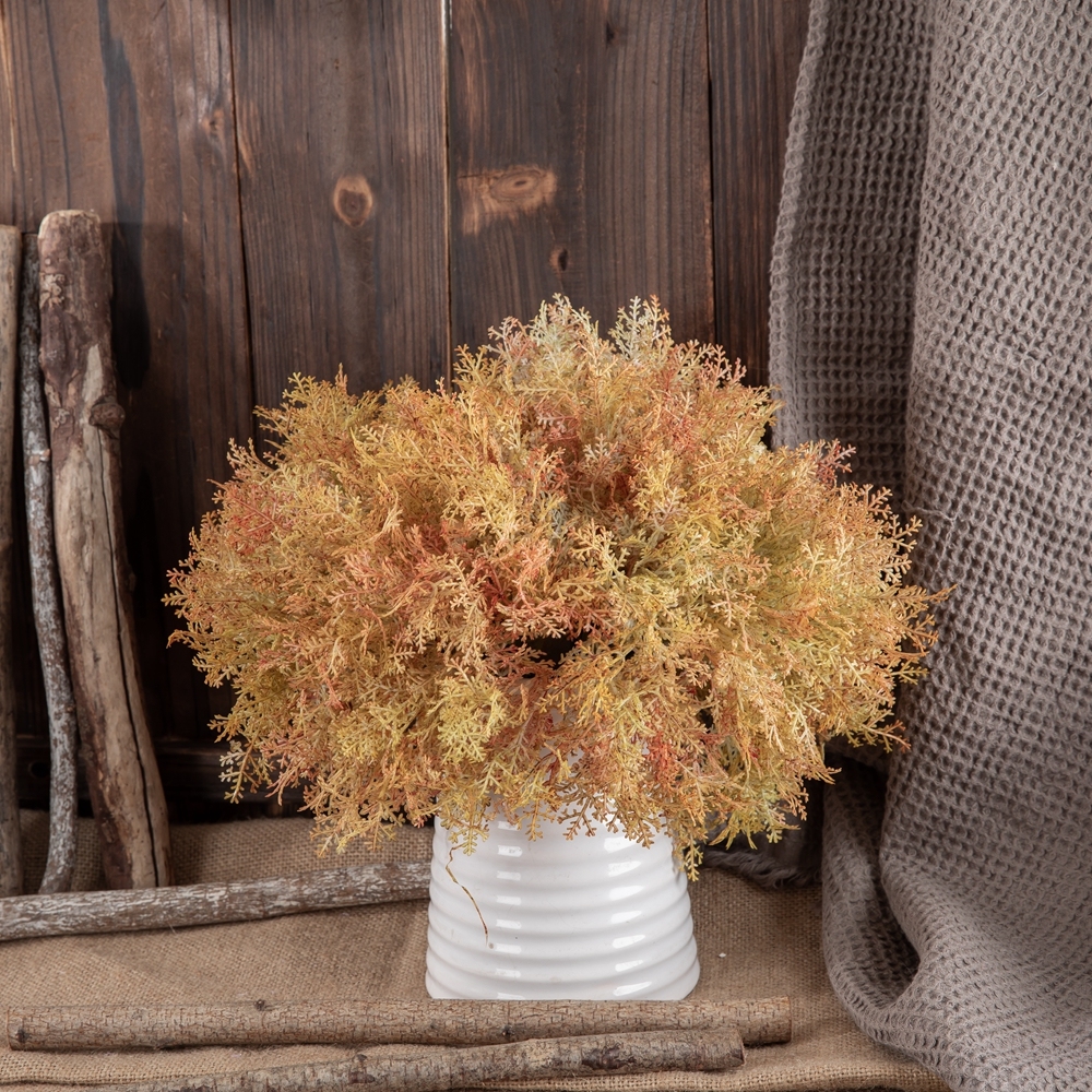 YC1100 Plastic 2-prong Mist Grass Bunch Artificial Plant Rime Bouquet for Home Backdrop Outdoor Event Flower Arrangement Decor