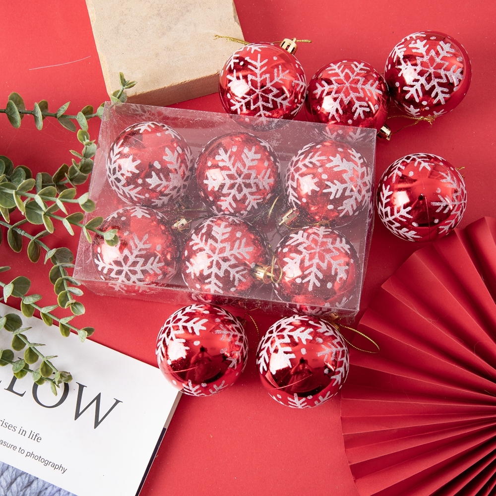 CF99101 Red Decorative boxed plastic Christmas balls ornaments for Christmas Home Decoration