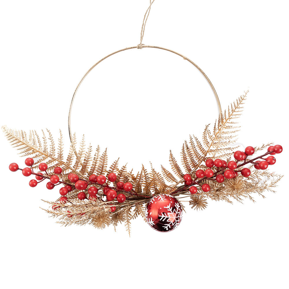 CF01053 Artificial Berry Jingle Ball Wreath New Design Christmas Picks Festive Decorations