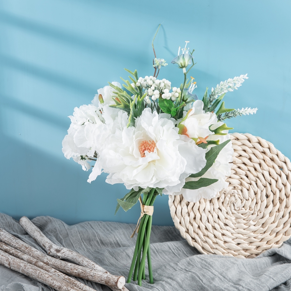 GF15501 Chinese Hot Sale Peony Hydrangea Bouquet Artificial Silk Artificial Flower For Decorative Flowers and Plants