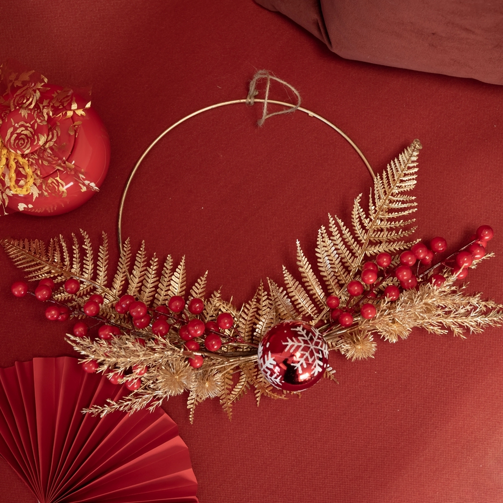 CF01053 Artificial Berry Jingle Ball Wreath New Design Christmas Picks Festive Decorations