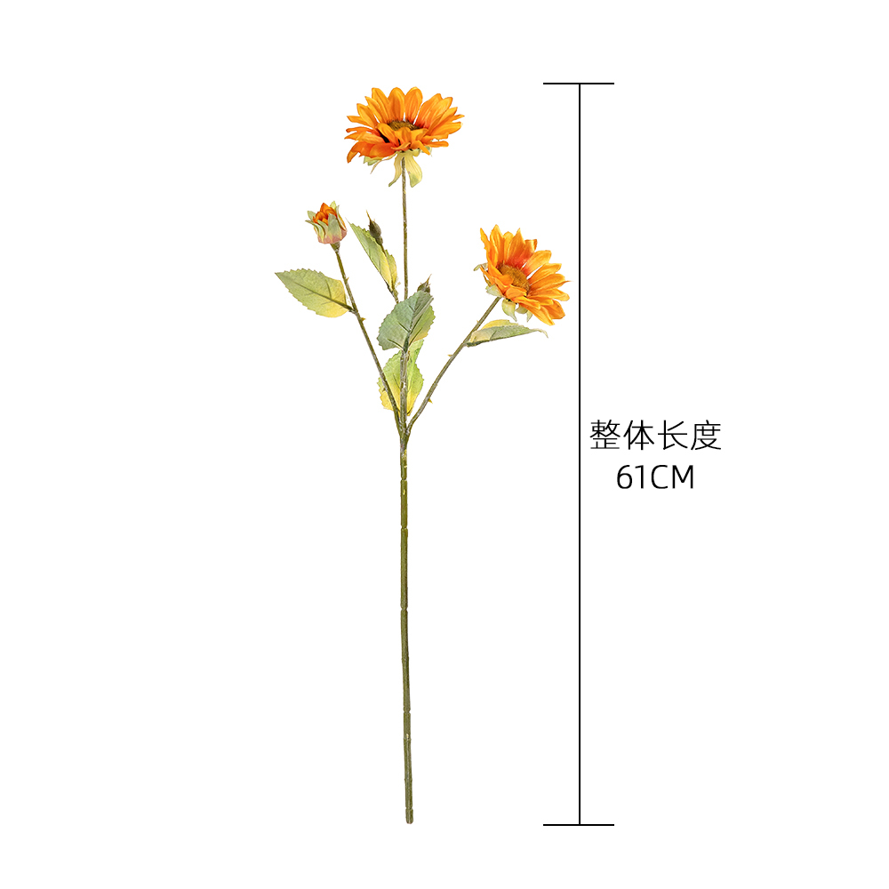 MW78003 Good Quality Hot Sale Artificial Flower 3 Branches Artifical Silk Sunflower For Mother's Day gift