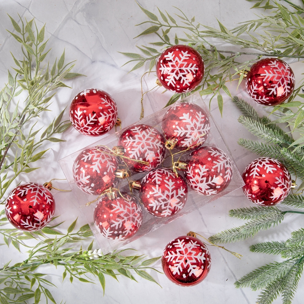 CF99101 Red Decorative boxed plastic Christmas balls ornaments for Christmas Home Decoration