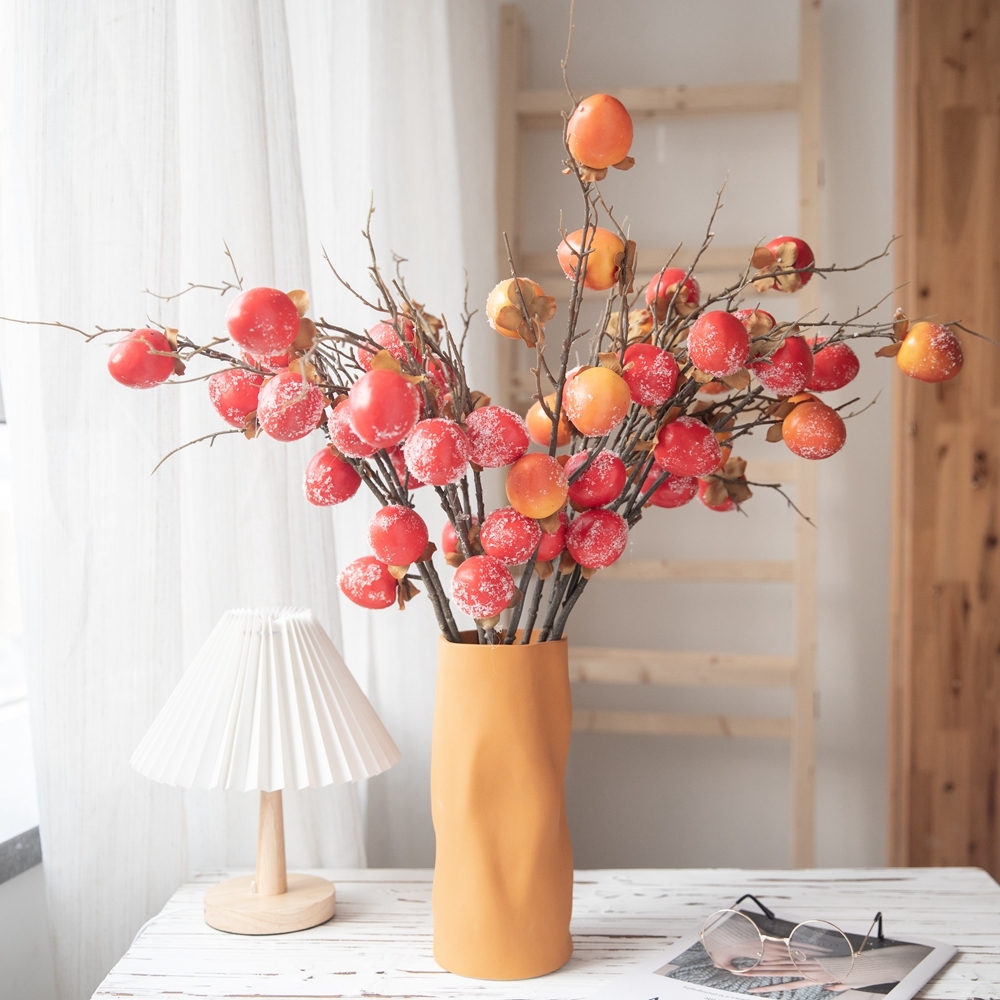 MW86001 Artificial Flower Berry Persimmon Wholesale Decorative Flower Festive Decorations