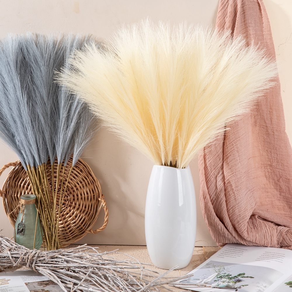 MW85102 Cheap Artificial mini Pampas Grass Single Branch Total Length 56.5 cm for Wedding Home Decoration