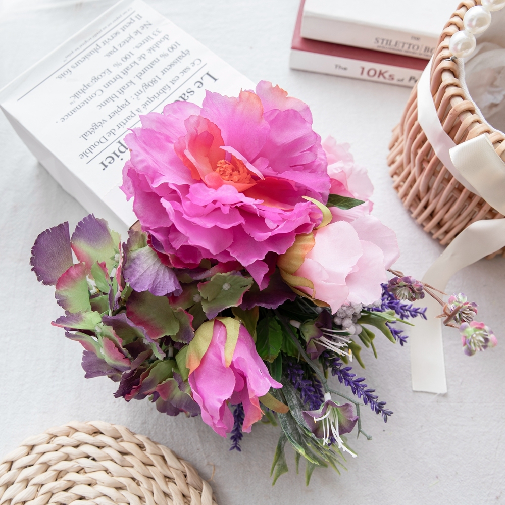 GF15501 Chinese Hot Sale Peony Hydrangea Bouquet Artificial Silk Artificial Flower For Decorative Flowers and Plants