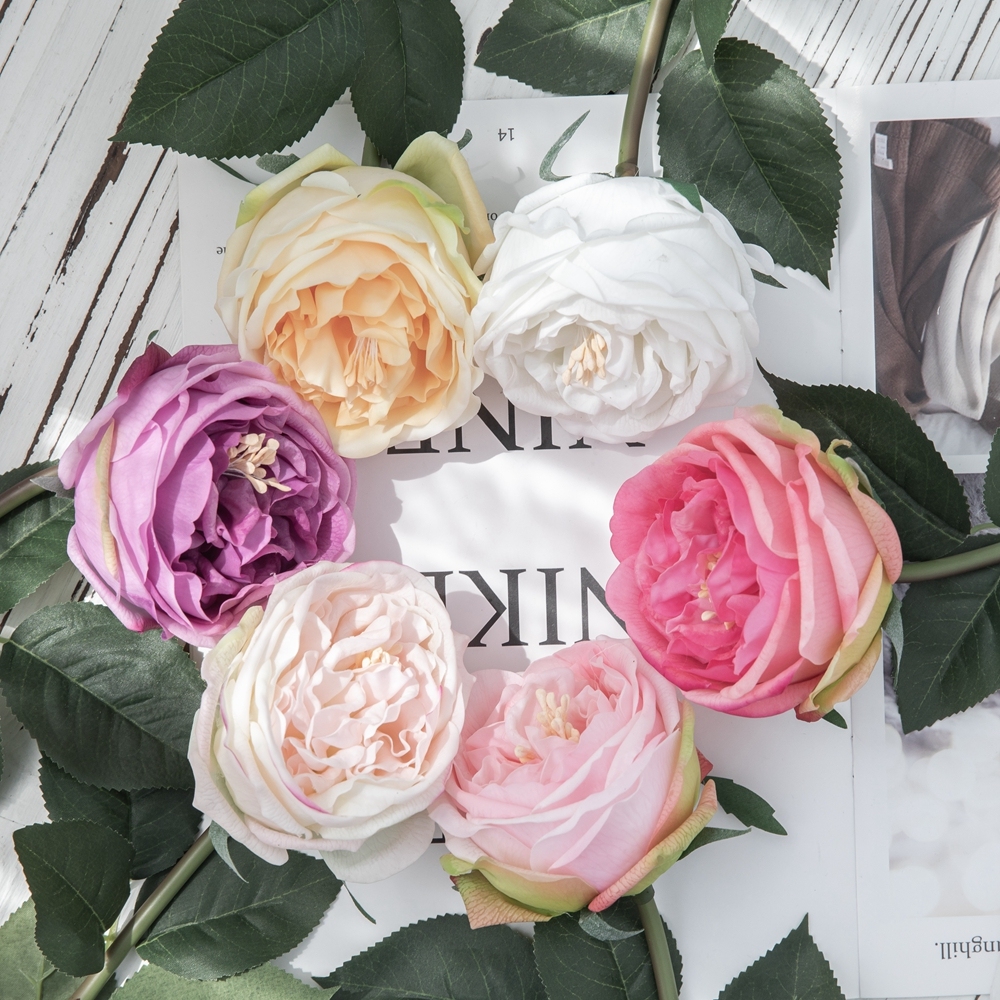 MW60001 High Quality Artificial Flower Real Touch One Head Artifical Silk Rose For Valentine's Day gift