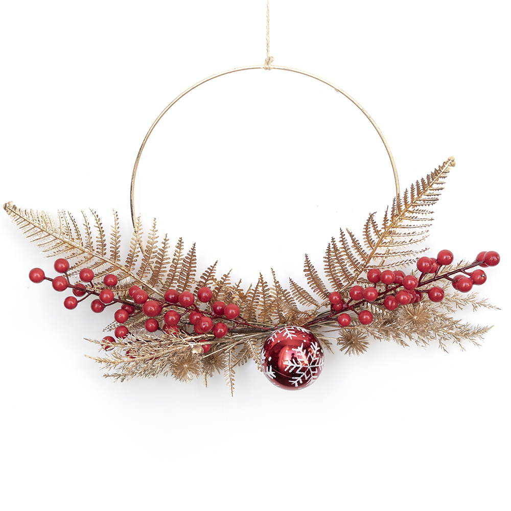 CF01053 Artificial Berry Jingle Ball Wreath New Design Christmas Picks Festive Decorations